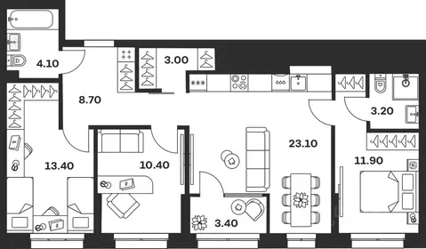3-к кв. Тульская область, Тула ул. Михеева, 9А (81.2 м)