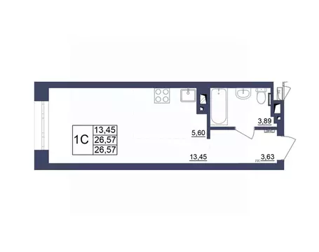 Студия Башкортостан, Уфа Космос жилой комплекс, лит1 (26.39 м)