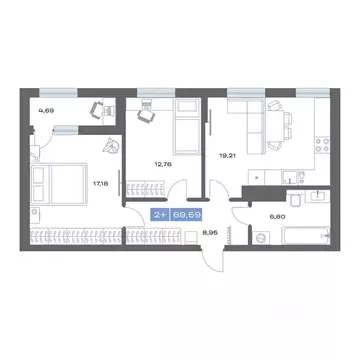 2-к кв. Тюменская область, Тобольск пер. Радищева, 17 (69.59 м)