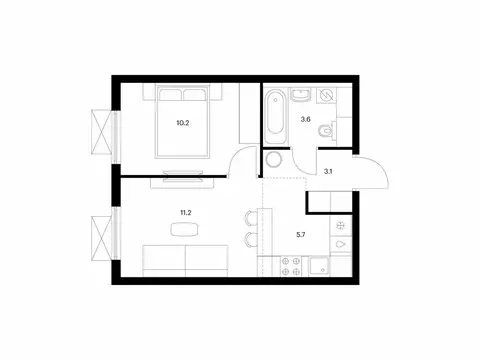 1-комнатная квартира: Мытищи, жилой комплекс Яуза Парк, к6 (33.8 м)