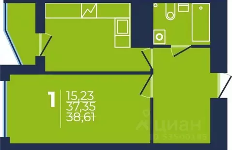 1-к кв. Башкортостан, Уфа просп. Дружбы Народов, 51 (38.4 м)