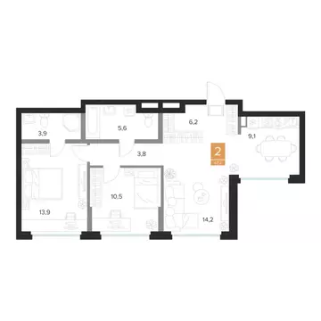2-к кв. Курская область, Курск Парковый квартал Чувства жилой комплекс ...