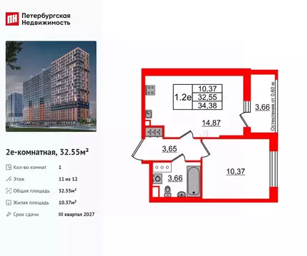 1-к кв. Ленинградская область, Всеволожский район, Свердловское ...