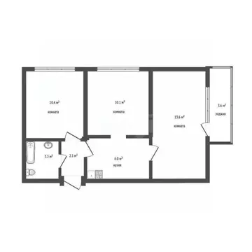 3-к кв. Тюменская область, Тюмень ул. 50 лет Октября, 62а (45.5 м)