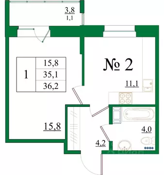 1-к кв. Ленинградская область, Гатчина Красносельское ш., 4Ак1 (36.2 ...