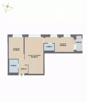 2-к кв. Свердловская область, Екатеринбург ул. Студенческая, 16 (66.04 ...