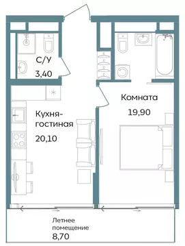 2-комнатная квартира: Республика Крым, Саки, курортный кластер Темпо ...