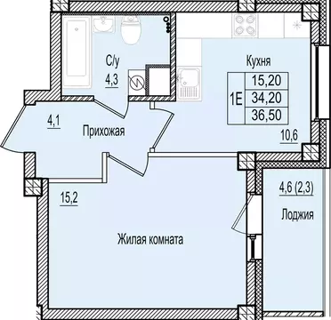 1-к кв. Псковская область, Псков Крестовский жилой комплекс (36.5 м)