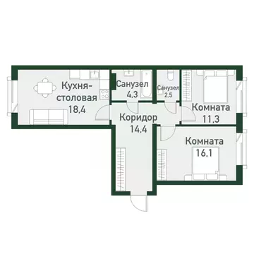 2-к кв. Челябинская область, Челябинский городской округ, пос. ...