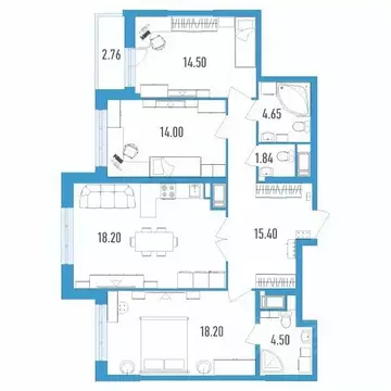 3-к кв. Санкт-Петербург бул. Головнина, 3к1 (97.4 м)