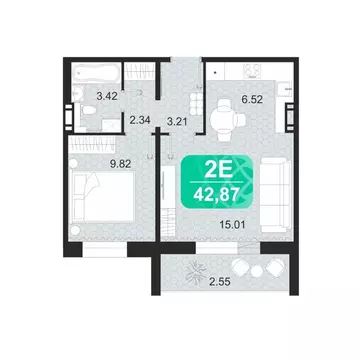 2-к кв. Забайкальский край, Чита ул. Богдана Хмельницкого, 14 (42.87 ...