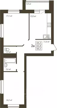 2-к кв. Тамбовская область, Тамбов Телецентр мкр,  (64.3 м)