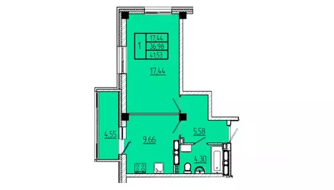 1-к кв. Омская область, Омск Волгоградская ул., с3 (41.53 м)
