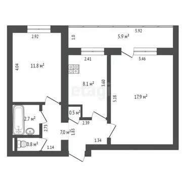 2-к кв. Башкортостан, Стерлитамак ул. Сакко и Ванцетти, 63 (49.0 м)