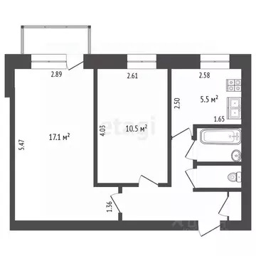 2-к кв. Ярославская область, Рыбинск ул. Яна Гуса, 4 (43.3 м)