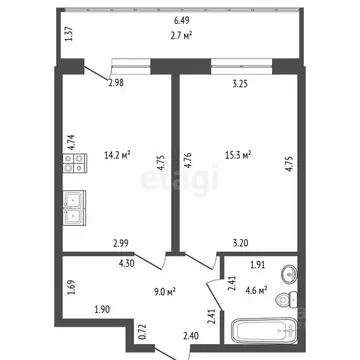 1-к кв. Санкт-Петербург ул. Федора Котанова, 5к1 (43.0 м)