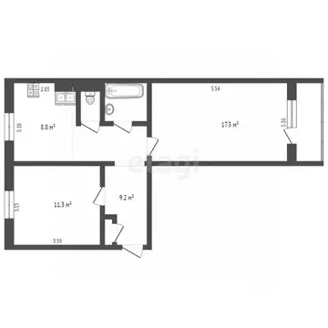 2-к кв. Ямало-Ненецкий АО, Ноябрьск ул. Дзержинского, 21 (50.6 м)