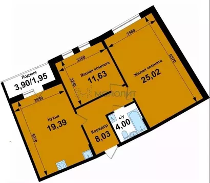 2-к кв. Нижегородская область, Кстово 6-й мкр, 34 (71.97 м)