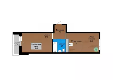 2-к кв. Забайкальский край, Чита просп. Маршала Жукова (40.8 м)