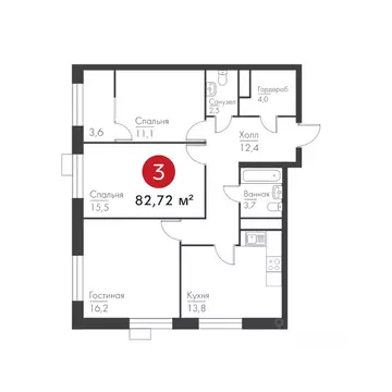 3-к кв. Самарская область, Самара просп. Масленникова, 14А (82.72 м)