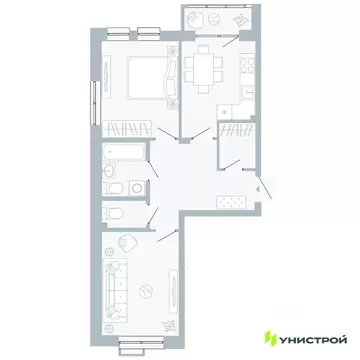 2-к кв. Пермский край, Пермь Рионская ул., 4А (56.14 м)