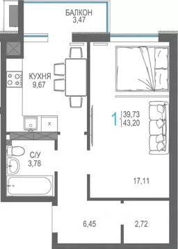 1-к кв. Крым, Симферопольский район, Гвардейское пгт, Республика жилой ...