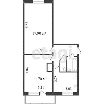 2-комнатная квартира: Калуга, Московская улица, 228 (45 м)