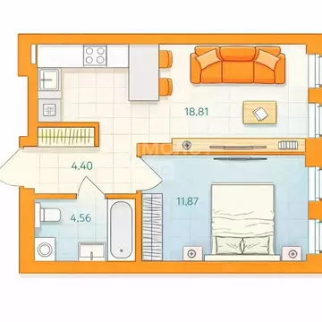 Студия Челябинская область, Челябинск Заречье жилрайон,  (40.0 м)