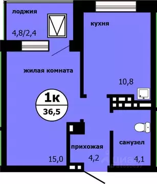 1-к кв. Красноярский край, Красноярск ул. Лесников, 55 (35.9 м)