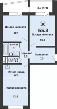 2-к кв. Новосибирская область, Новосибирский район, Станционный ...