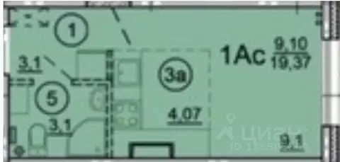 Студия Ярославская область, Ярославль ул. Дядьковская, 16А (19.4 м)