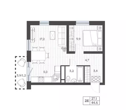 2-к кв. Дагестан, Дербент ул. Сальмана (44.59 м)