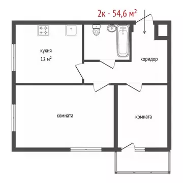 2-к кв. Свердловская область, Екатеринбург ул. Таватуйская, 25к3 (54.6 ...