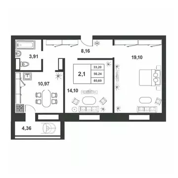 2-к кв. Новгородская область, Великий Новгород ул. Якова Павлова, 15 ...