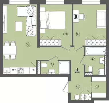 2-к кв. Удмуртия, Завьяловский район, д. Хохряки, Богатыри мкр 12 ...