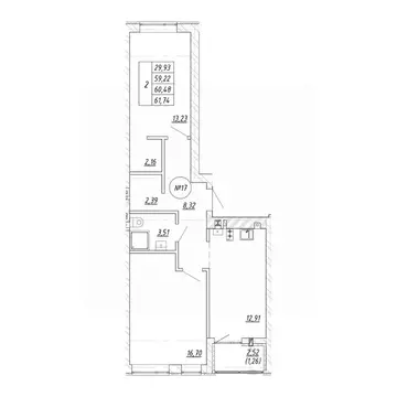 2-к кв. Калининградская область, Зеленоградск  (61.74 м)