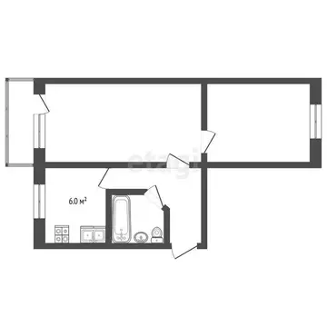 2-комнатная квартира: Абакан, улица Тараса Шевченко, 68 (44.3 м)