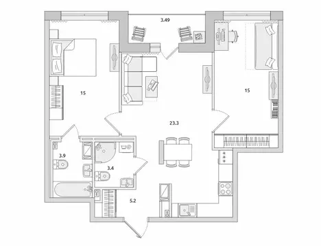 3-комнатная квартира: Санкт-Петербург, Белоостровская улица, 10к3 (66 ...