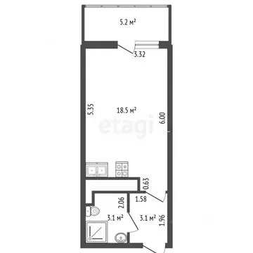 Студия Санкт-Петербург ул. Плесецкая, 16 (25.0 м)
