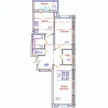 2-к кв. Саха (Якутия), Якутск Приипподромный кв-л,  (61.87 м)
