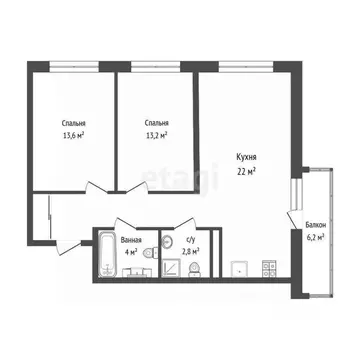 2-к кв. Тюменская область, Тюмень ул. Фармана Салманова, 16 (64.1 м)