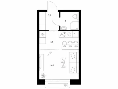 Квартира-студия: Казань, ЖК Сиберово, 3 (23.3 м)