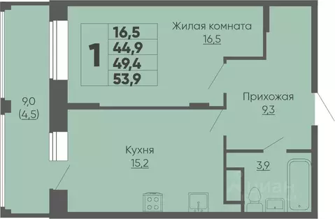 1-к кв. Чувашия, Чебоксары ул. Академика РАН Х.М. Миначева, 2 (53.9 м)