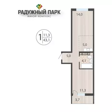 1-к кв. Иркутская область, Иркутск ул. Костычева (43.1 м)