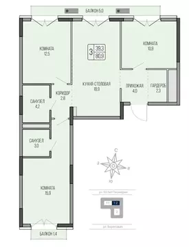 3-к кв. Удмуртия, Ижевск ул. 50 лет Пионерии, 41 (80.9 м)