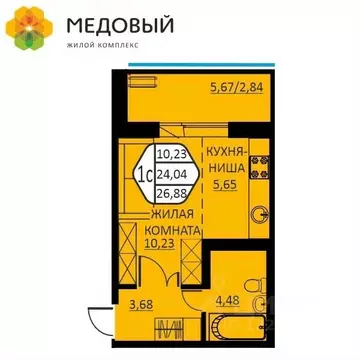 1-к кв. Пермский край, д. Кондратово ул. Г.Н. Нифантова, 12 (26.88 м)