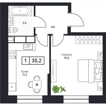 1-к кв. Московская область, Пушкино Пушкино Град жилой комплекс (35.0 ...