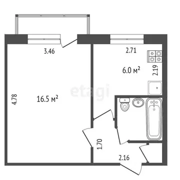 1-комнатная квартира: Тюмень, Широтная улица, 121 (29.1 м)