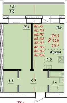 2-к кв. Алтайский край, Новоалтайск Индустриальная ул., 18А (45.7 м)
