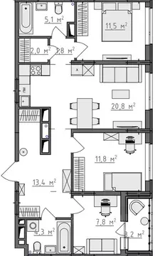 3-к кв. Владимирская область, Владимир Сновицы-Веризино мкр,  (80.1 м)